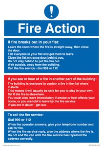 Fire action notice Stay Put message